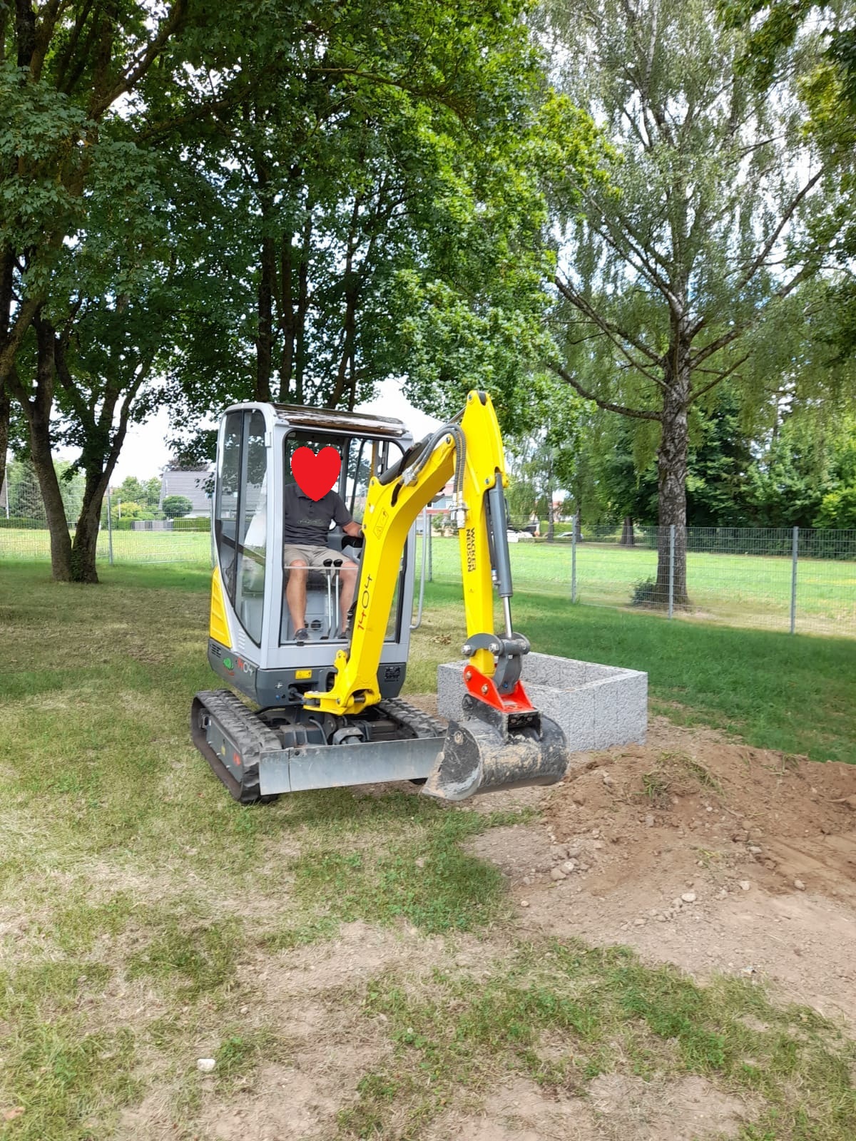 Minibagger bei der Wurzelstockentfernung